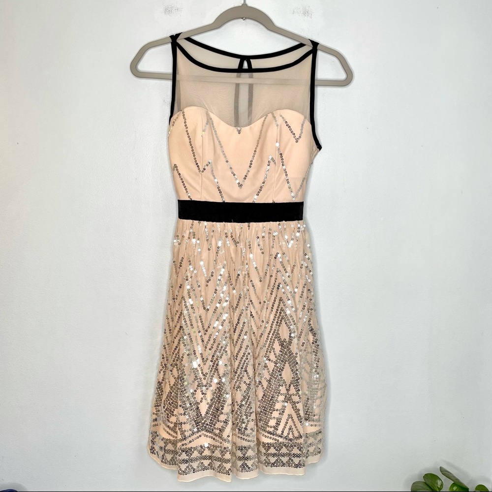 Ruby Rox Blush Pink Chevron Silver Sequin Sweethe… - image 1